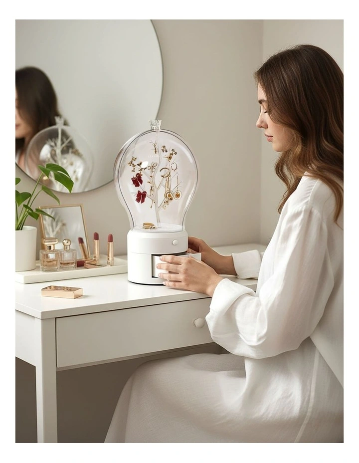 SOGA 2X White 2 Layer Rotating Jewelry Storage Box image 7