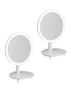 SOGA 2X Round White Rechargeable LED Makeup Mirror