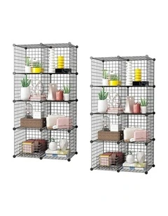 SOGA 2X Black Portable 8-Cube Storage Organiser Foldable DIY Modular Grid Space