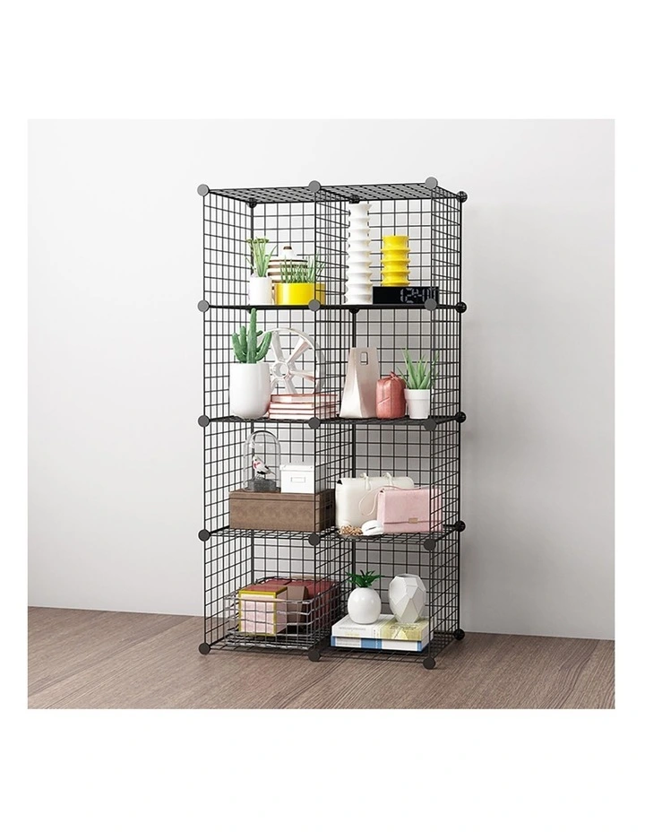 SOGA 2X Black Portable 8-Cube Storage Organiser Foldable DIY Modular Grid Space image 2