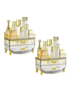 SOGA 2X 3 Tier Clear Cosmetic Storage Organiser with Drawers