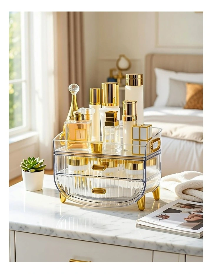 SOGA 2X 3 Tier Clear Cosmetic Storage Organiser with Drawers image 2