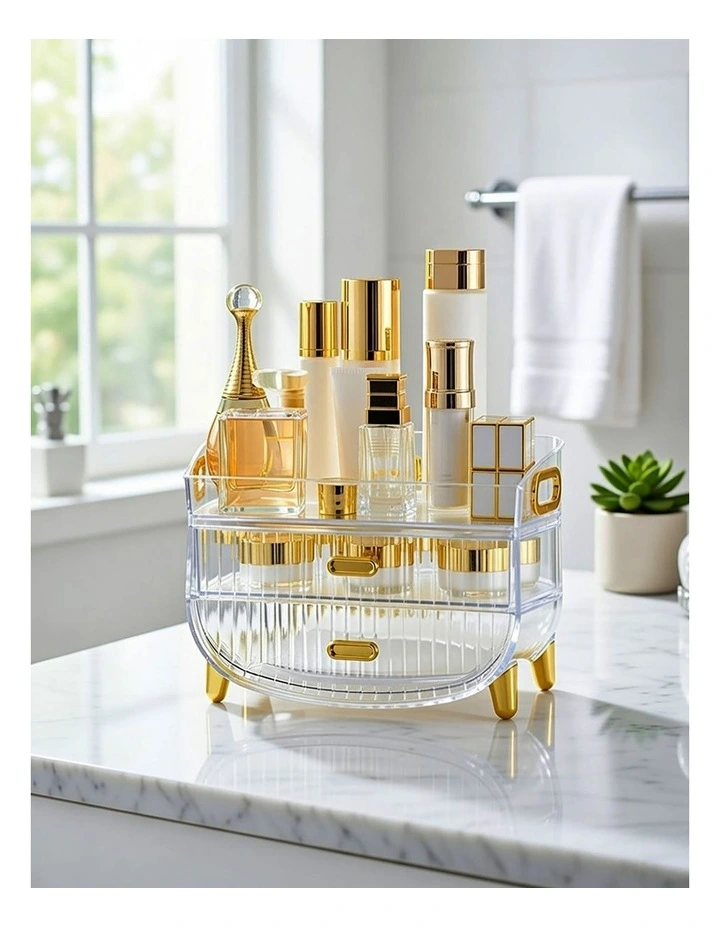 SOGA 2X 3 Tier Clear Cosmetic Storage Organiser with Drawers image 3
