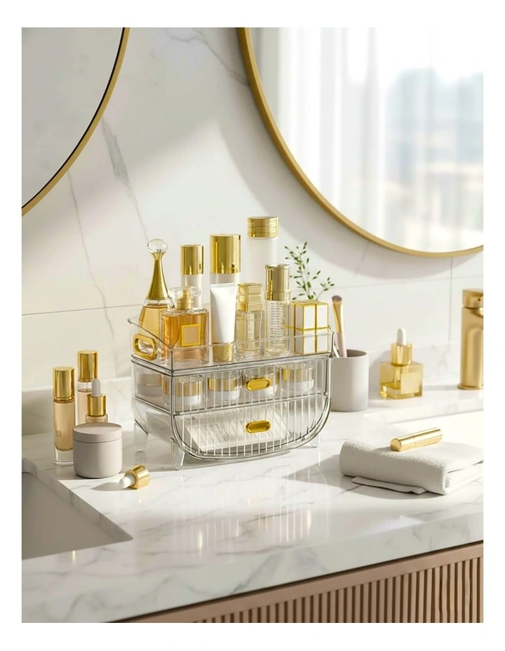SOGA 2X 3 Tier Clear Cosmetic Storage Organiser with Drawers image 4