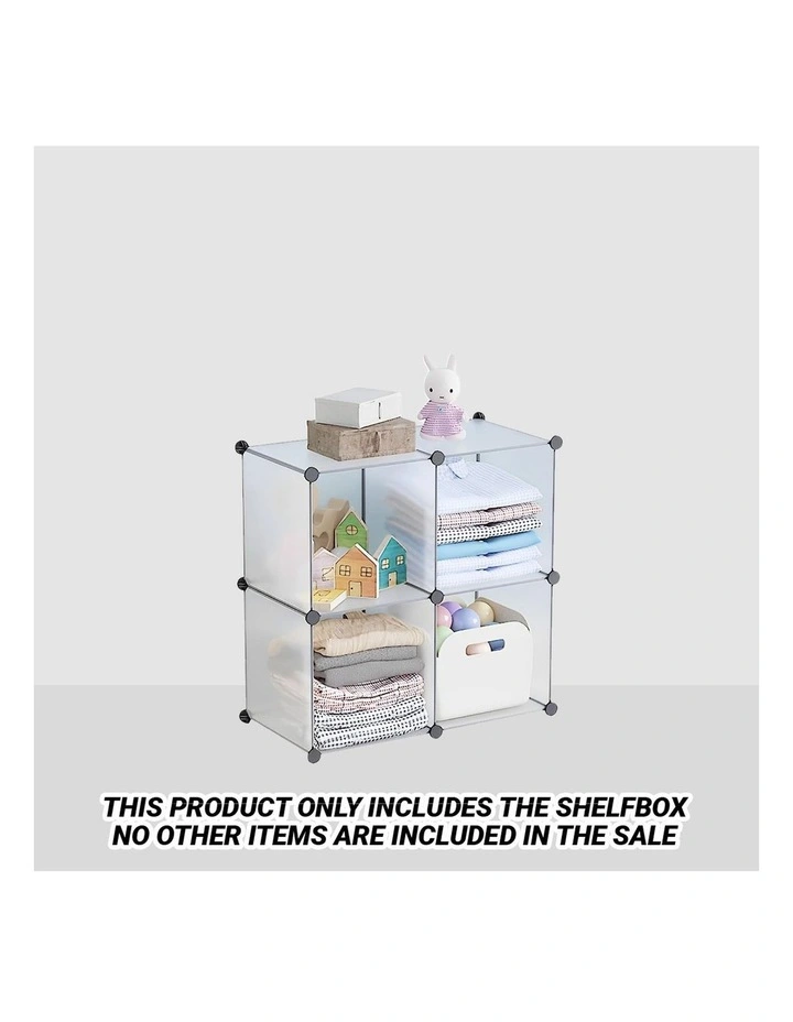 SOGA 2X 4-Cube Transparent Shelf Box Portable Cubby Storage Shelves image 2