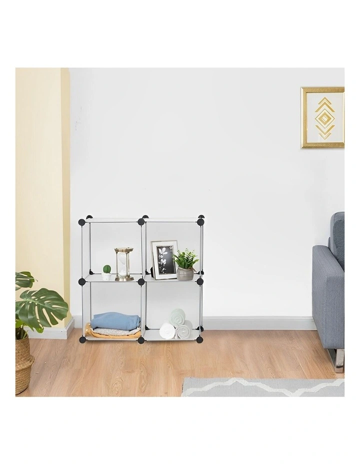 SOGA 2X 4-Cube Transparent Shelf Box Portable Cubby Storage Shelves image 3