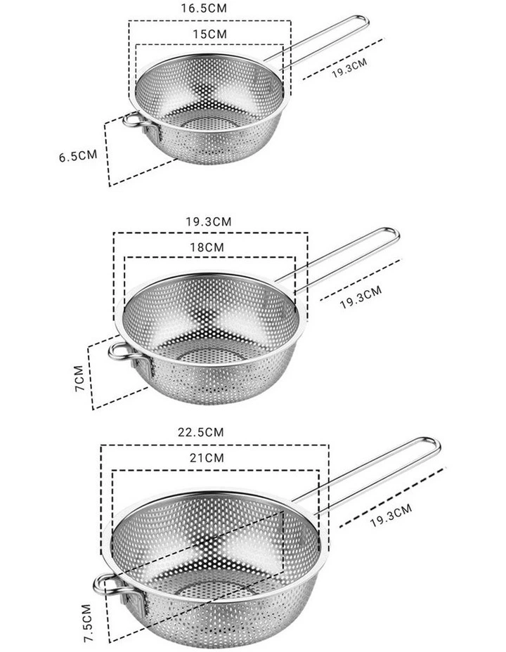 SOGA Stainless Steel Perforated Colander Fine Mesh Net Food Strainer Basket image 2