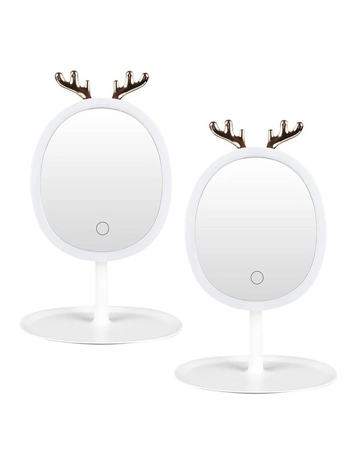 SOGA 2X White Antler LED Makeup Mirror Tabletop Vanity image 1