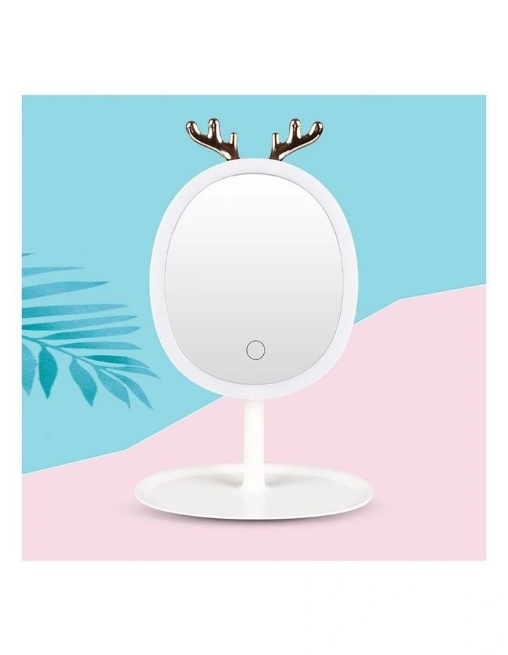 SOGA 2X White Antler LED Makeup Mirror Tabletop Vanity image 3