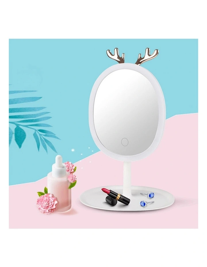 SOGA 2X White Antler LED Makeup Mirror Tabletop Vanity image 4
