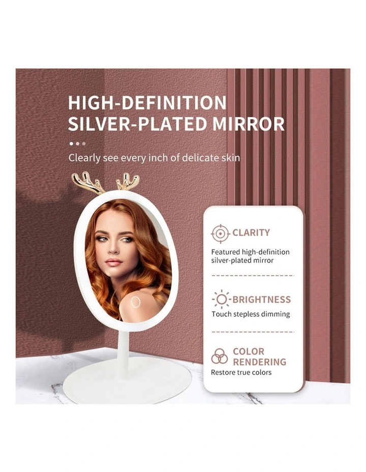 SOGA 2X White Antler LED Makeup Mirror Tabletop Vanity image 7