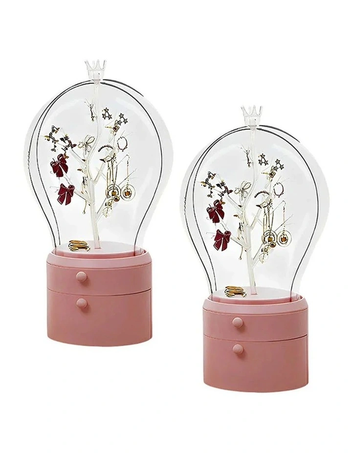 SOGA 2X Pink 2 Layer Rotating Jewelry Storage Box image 1