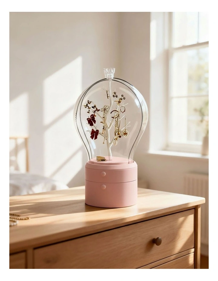 SOGA 2X Pink 2 Layer Rotating Jewelry Storage Box image 2