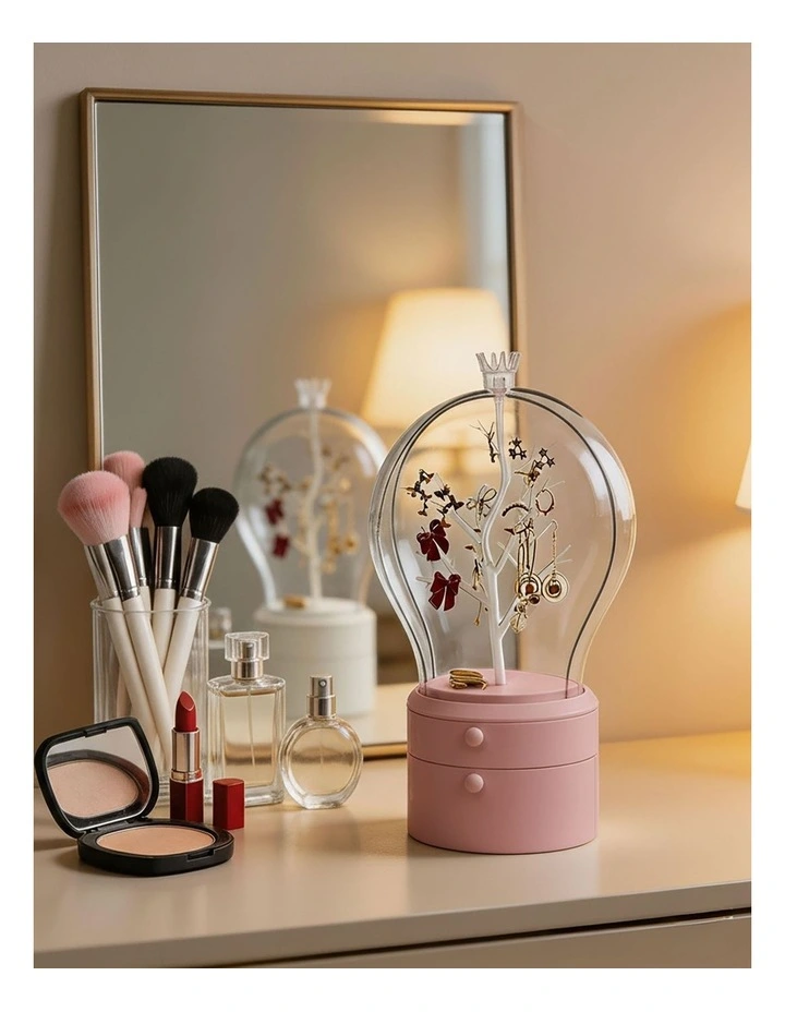 SOGA 2X Pink 2 Layer Rotating Jewelry Storage Box image 3