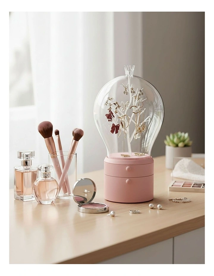 SOGA 2X Pink 2 Layer Rotating Jewelry Storage Box image 4