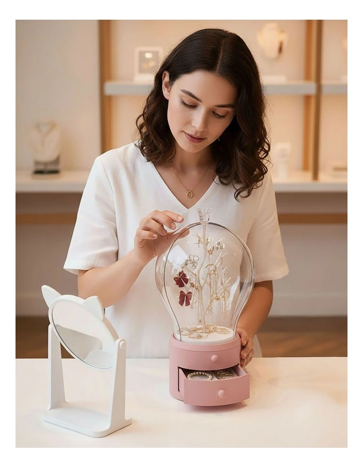 SOGA 2X Pink 2 Layer Rotating Jewelry Storage Box image 6