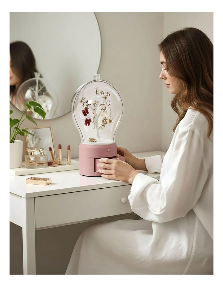 SOGA 2X Pink 2 Layer Rotating Jewelry Storage Box image 7