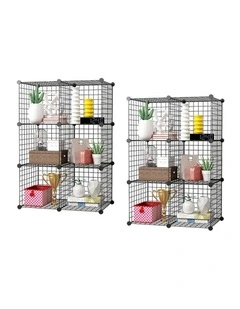 SOGA 2X Black Portable 6-Cube Storage Organiser Foldable DIY Modular Grid Space