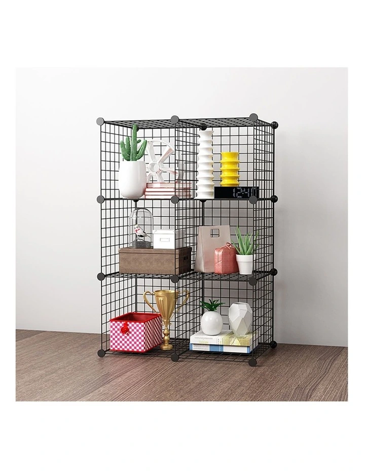 SOGA 2X Black Portable 6-Cube Storage Organiser Foldable DIY Modular Grid Space image 2
