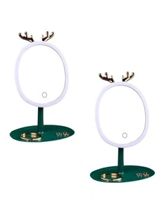 SOGA 2X Green Antler LED Makeup Mirror Tabletop Vanity