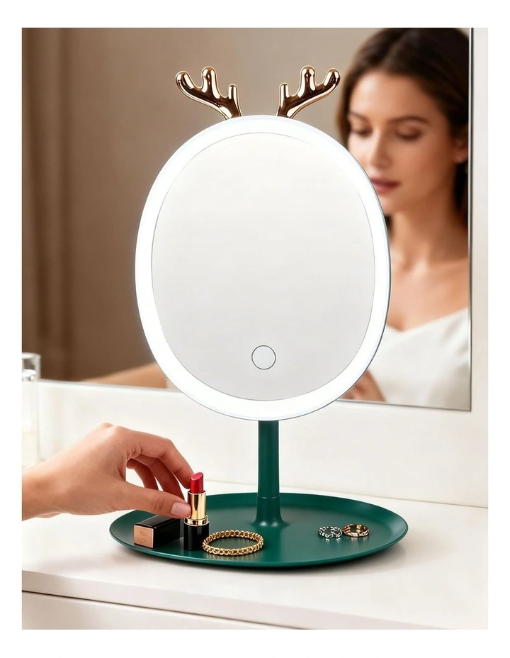 SOGA 2X Green Antler LED Makeup Mirror Tabletop Vanity image 6