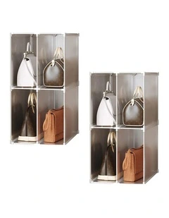 SOGA 2X 2 Tier PP Plastic Stackable Handbag Storage Shelf Organiser