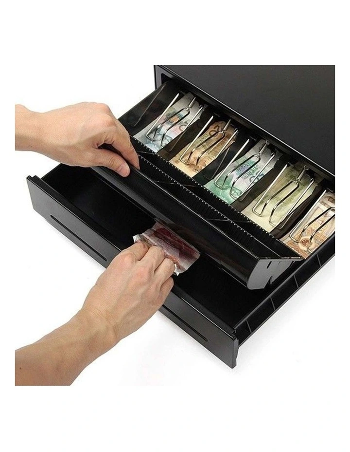 SOGA Black Cash Tray with Lockable Lid for 4 Bills & 8 Coins image 2
