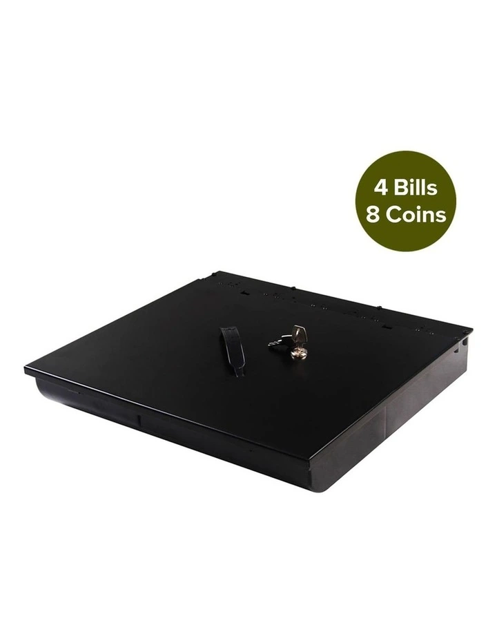 SOGA Black Cash Tray with Lockable Lid for 4 Bills & 8 Coins image 7