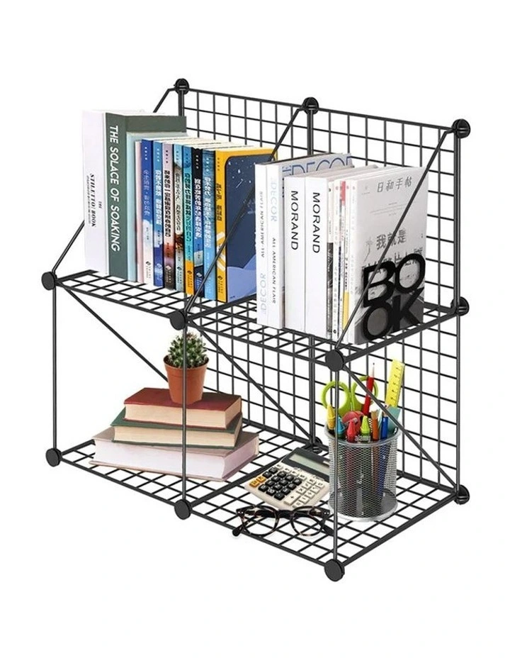 SOGA Black Portable 4-Cube 2 Column Storage Organiser Foldable DIY Modular Grid image 1