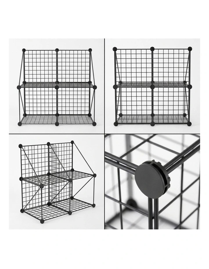 SOGA Black Portable 4-Cube 2 Column Storage Organiser Foldable DIY Modular Grid image 2
