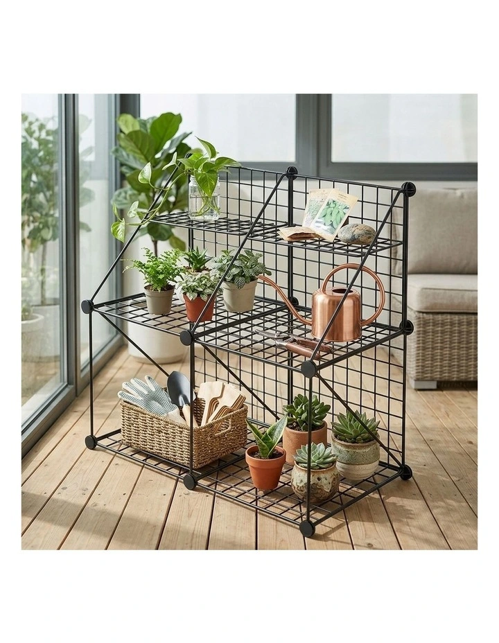 SOGA Black Portable 4-Cube 2 Column Storage Organiser Foldable DIY Modular Grid image 3