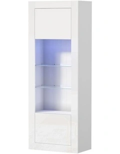 Oikiture Display Cabinet Buffet Sideboard Cupboard LED Light White