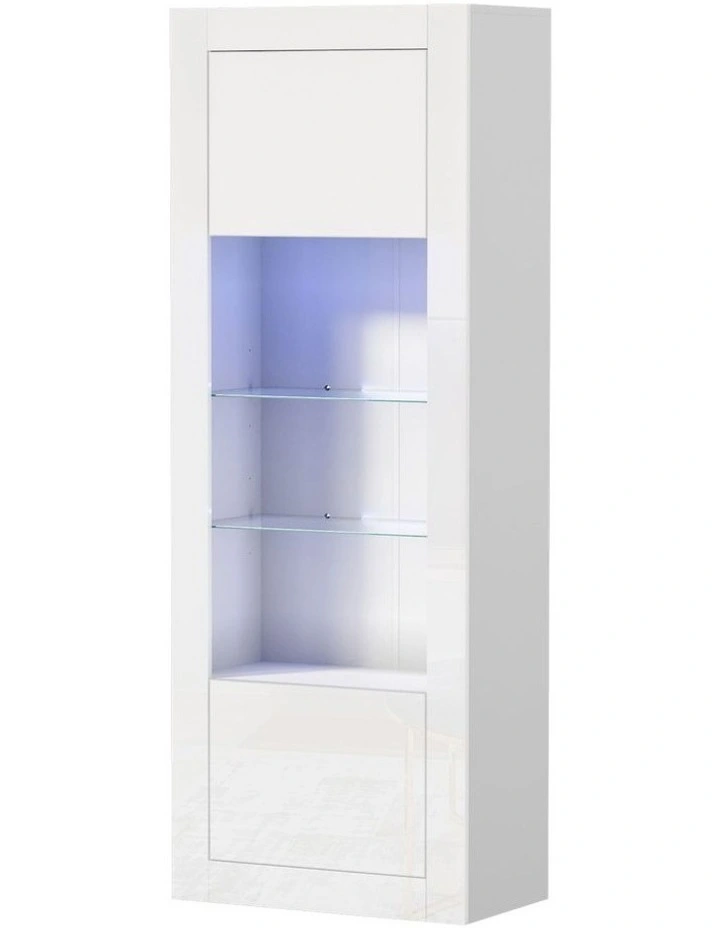 Oikiture Display Cabinet Buffet Sideboard Cupboard LED Light White image 1