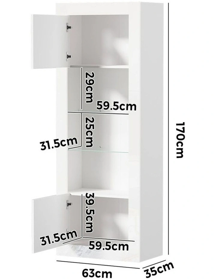 Oikiture Display Cabinet Buffet Sideboard Cupboard LED Light White image 3