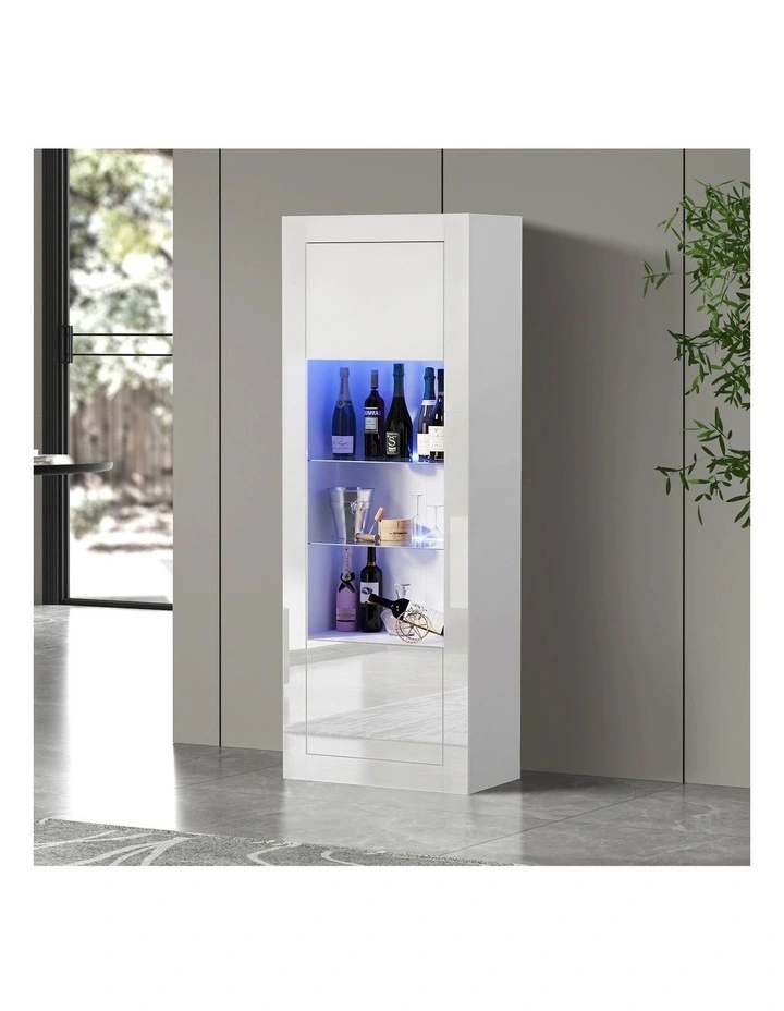Oikiture Display Cabinet Buffet Sideboard Cupboard LED Light White image 4