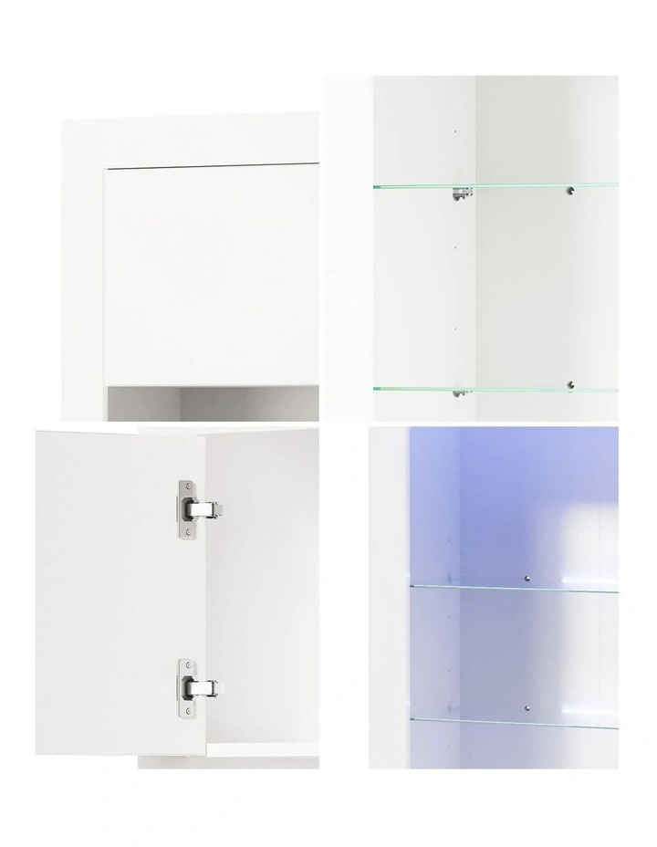 Oikiture Display Cabinet Buffet Sideboard Cupboard LED Light White image 6