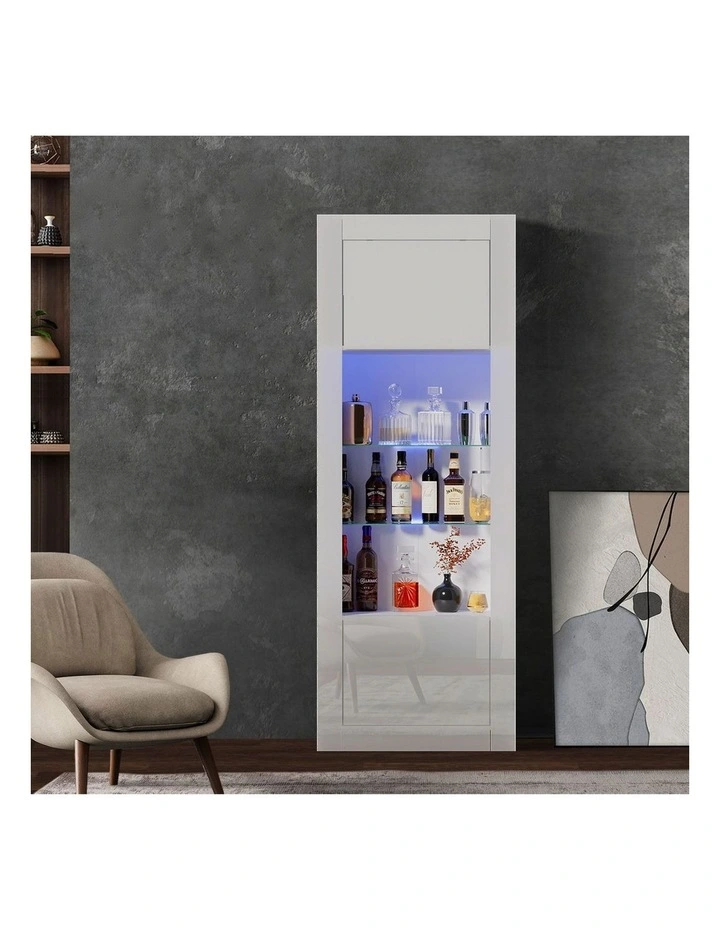 Oikiture Display Cabinet Buffet Sideboard Cupboard LED Light White image 7