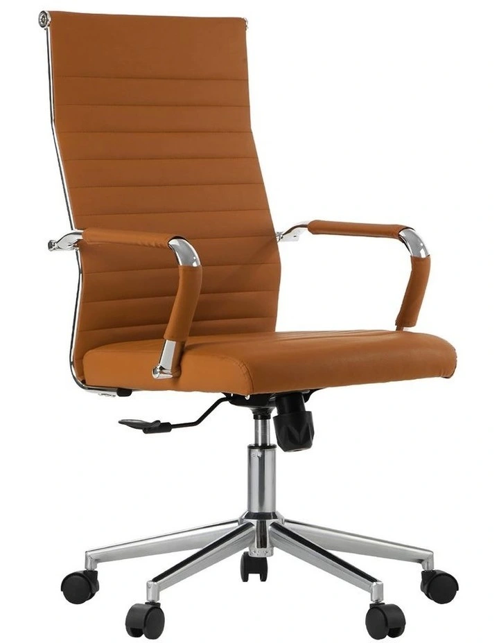 Oikiture Office Chair Swivel Desk Chair Leather Brown image 1