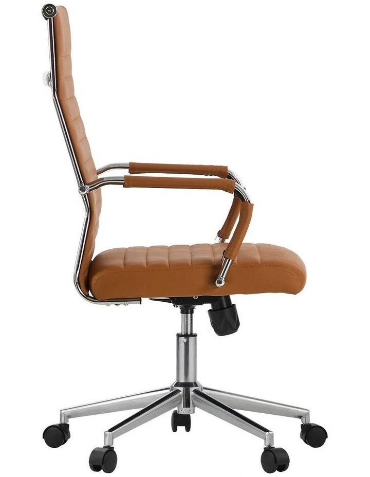 Oikiture Office Chair Swivel Desk Chair Leather Brown image 2
