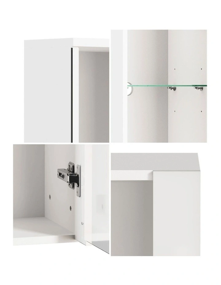 Oikiture 2PCS LED Display Cabinet Wall Mounted Storage Cupboard Cabinet White image 6