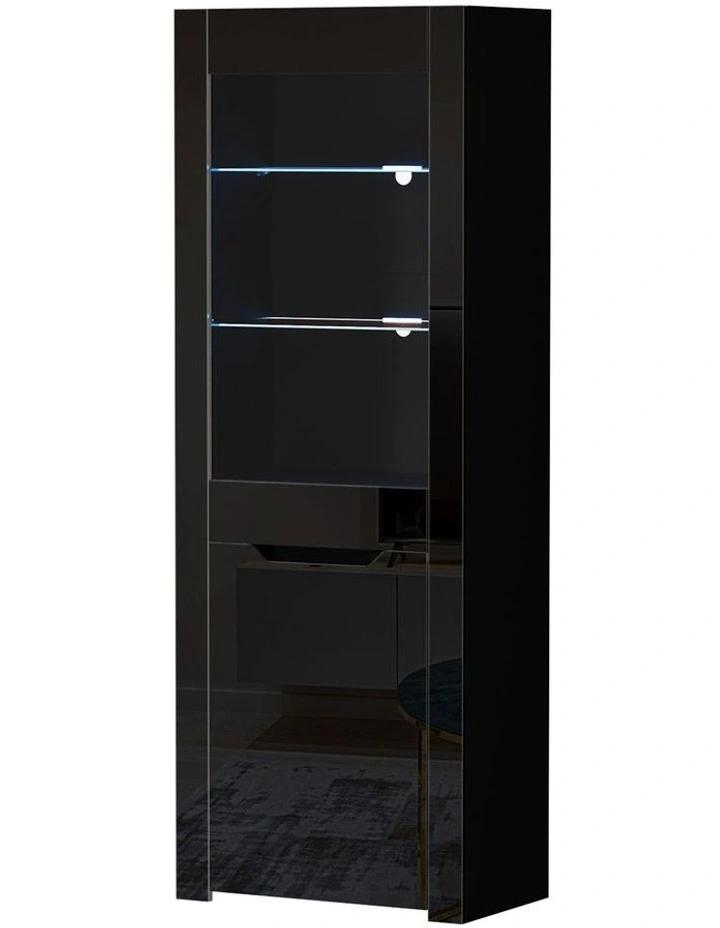 Oikiture LED Display Cabinet Buffet Sideboard Storage Cupboard Black image 1