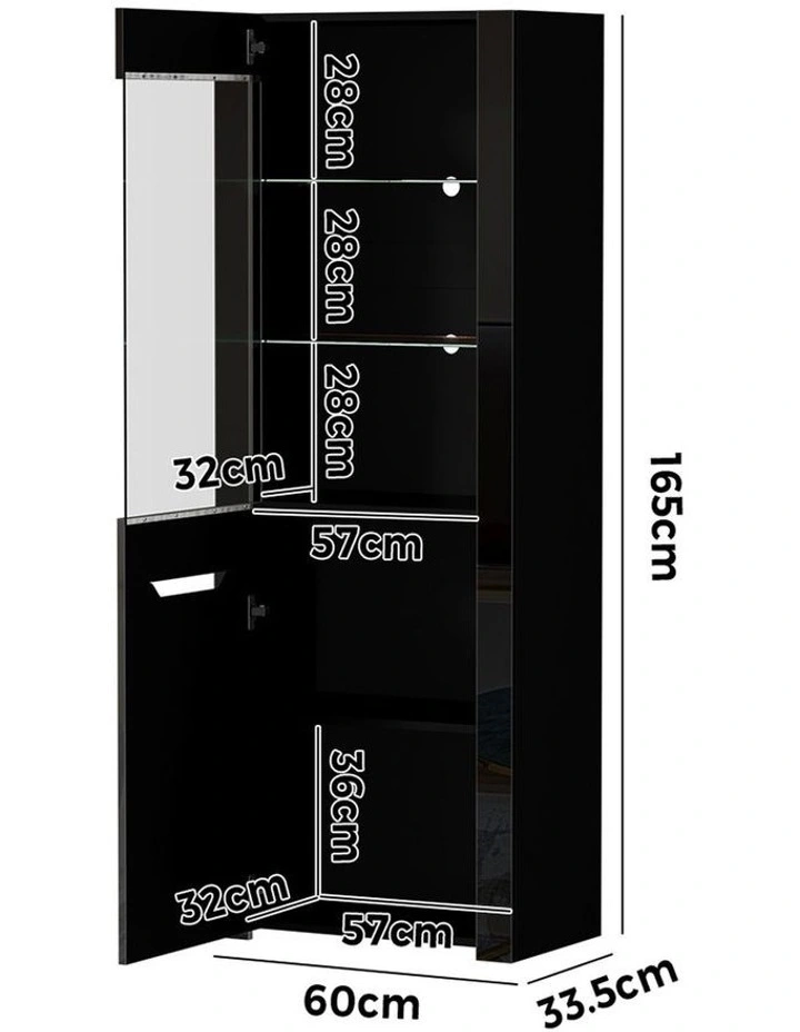 Oikiture LED Display Cabinet Buffet Sideboard Storage Cupboard Black image 3