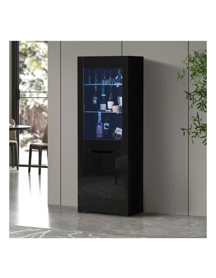 Oikiture LED Display Cabinet Buffet Sideboard Storage Cupboard Black image 4