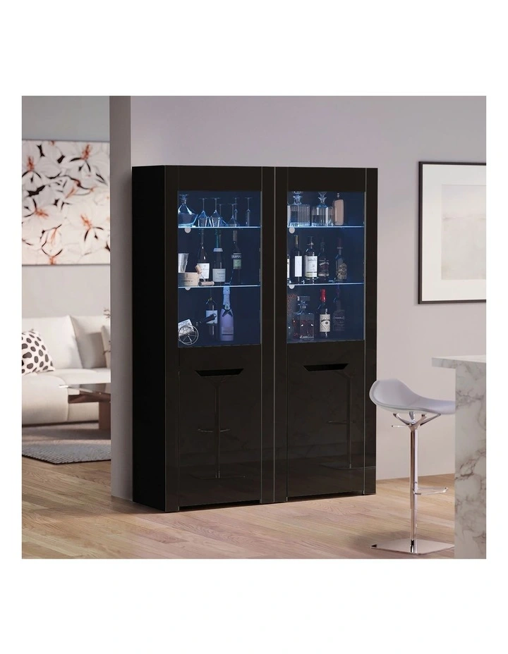 Oikiture LED Display Cabinet Buffet Sideboard Storage Cupboard Black image 5