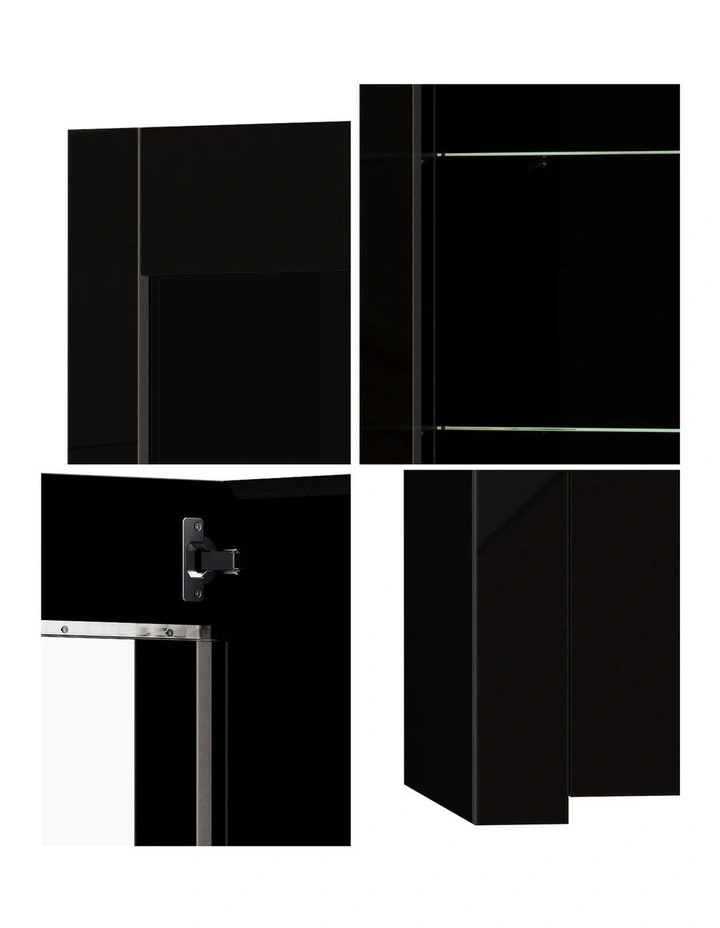 Oikiture LED Display Cabinet Buffet Sideboard Storage Cupboard Black image 6