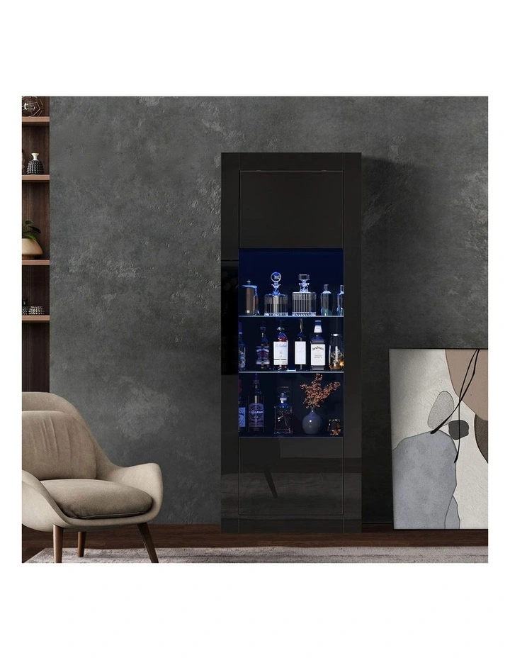 Oikiture LED Display Cabinet Buffet Sideboard Storage Cupboard Black image 7