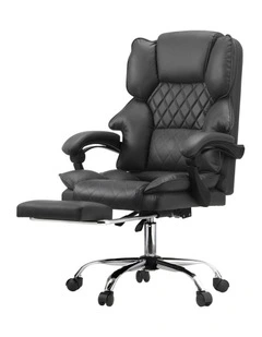 Oikiture Massage Office Chair PU Leather Footrest Grey
