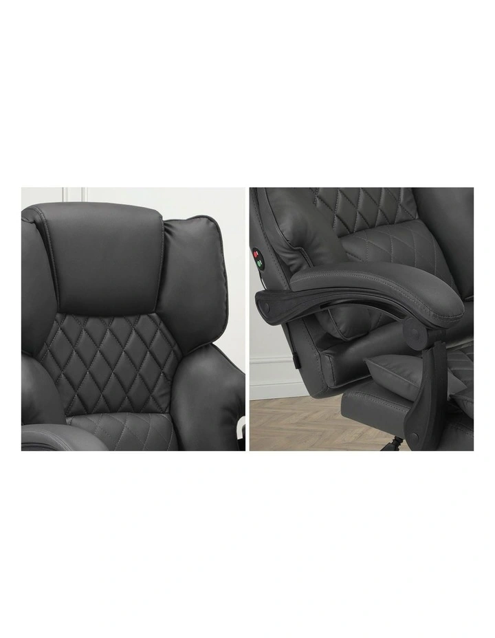 Oikiture Massage Office Chair PU Leather Footrest Grey image 6