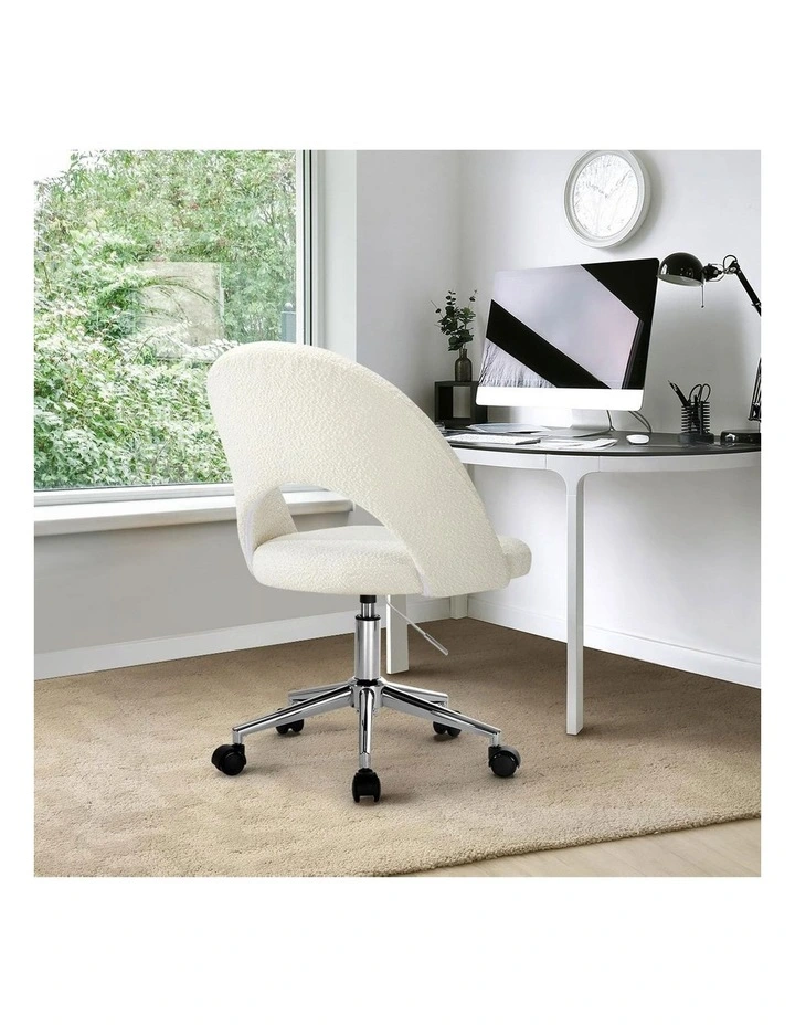 Oikiture High Back Hollow Armless Home Office Chair Boucle image 6