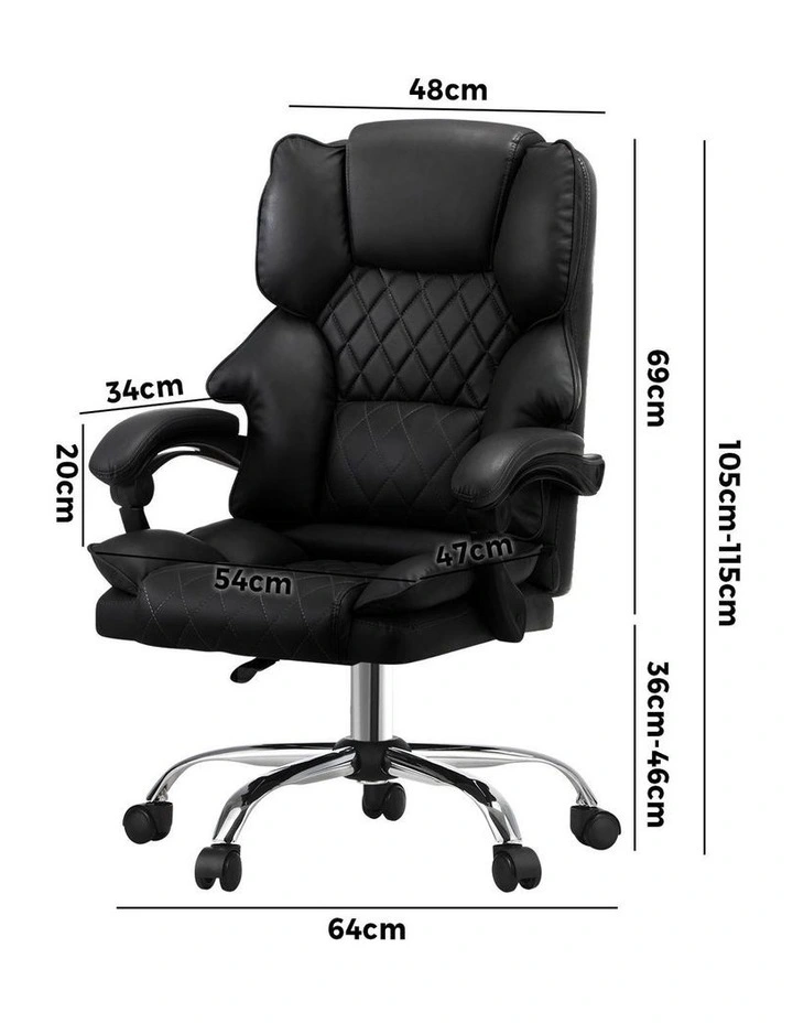 Oikiture Massage Office Chair Recliner PU Leather Black image 3